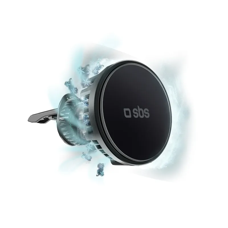 Držiak na smartfón s indukčnou nabíjačkou SBS TESUPFANWIR15W 15W do vetracieho otvoru, s chladením - čierny