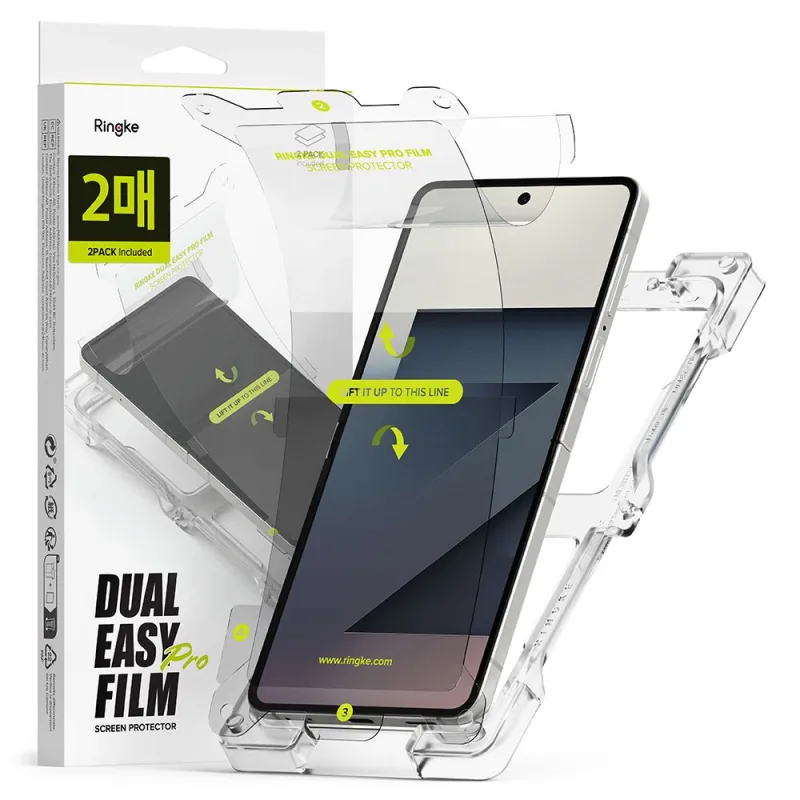 Ringke Dual Easy Pro 2-balenie ochrannej fólie pre Samsung Galaxy Z Flip 7 - priehľadná