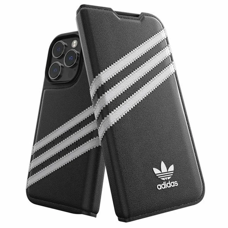 Puzdro Adidas OR Booklet PU iPhone 14 Pro black/white 50196