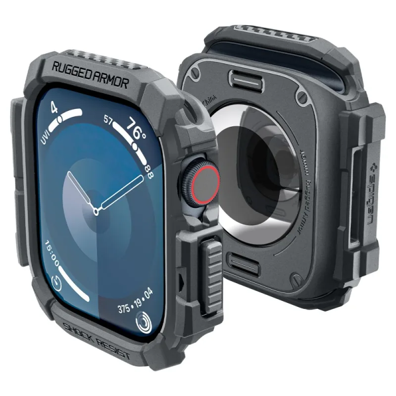 Puzdro Spigen Rugged Armor pre Apple Watch 10 46 mm – šedé