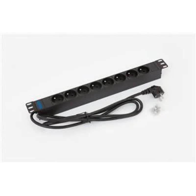 19" 8xCZ zásuvka, 3x1.5mm 2m kábel CZ-DE, RAL9005 RAB-PD-X01-A1