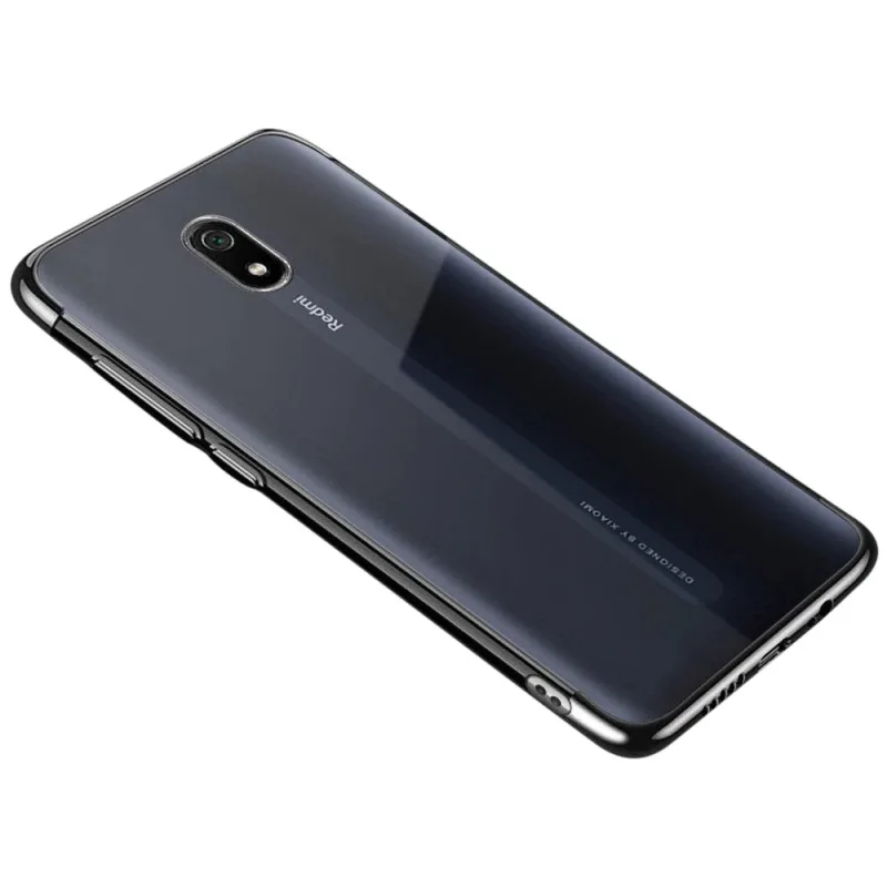 Clear Color Case Gél TPU Galvanický rám Kryt pre Xiaomi Redmi 8A čierny