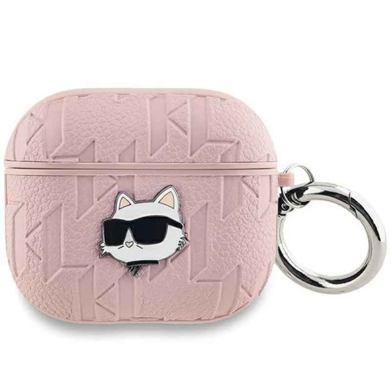 Puzdro Karl Lagerfeld Monogram Choupette Head pre AirPods 3 - ružové