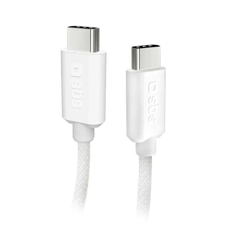 SBS TECABLETISSUETCCG USB-C - USB-C 1,5m 60W opletený kábel - sivý