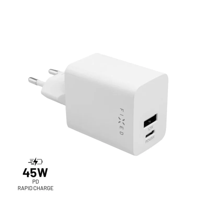 FIXED Mini Sieťová nabíjačka s USB-C a USB výstupom a podporou PD, 45W,…