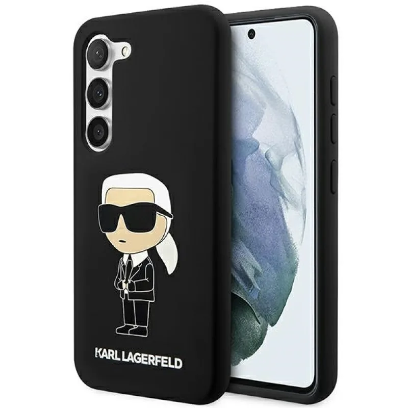 Karl Lagerfeld silikónové puzdro Ikonik pre Samsung Galaxy S23+ - čierne
