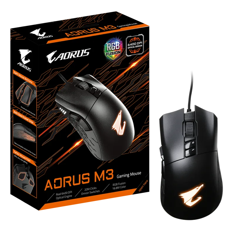 Gigabyte AORUS M3, Gaming Mouse, USB, Optical, up to 6400 DPI GM-AORUS M3