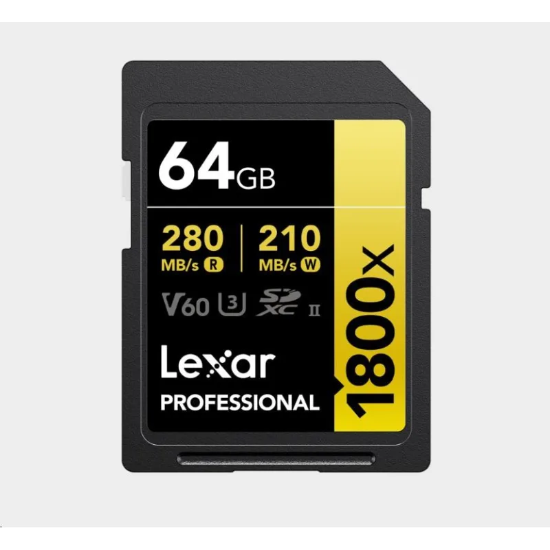 Lexar SDXC Pro 1800x U3 UHS-II R280/ W210 (V60) 64GB LSD1800064G-BNNNG