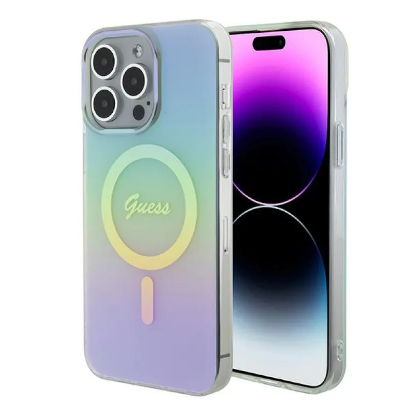 Guess GUHMP15XHITSQ iPhone 15 Pro Max tyrkysovo/tyrkysové pevné puzdro IML Iridescent MagSafe