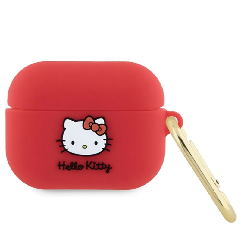 Silikonové puzdro Hello Kitty 3D Kitty Head pre AirPods Pro - fuchsiové
