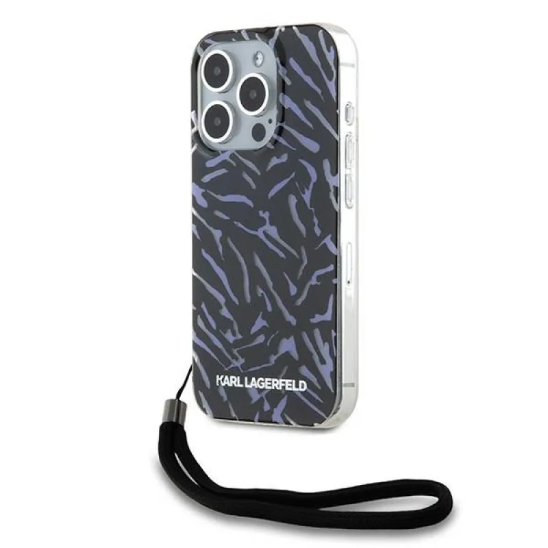 Karl Lagerfeld Zebra s puzdrom iPhone 15 Pro Max Cord – fialové