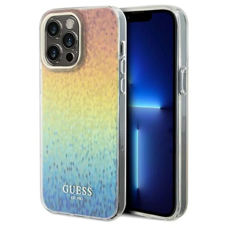Guess IML Faceted Mirror Disco Iridescent puzdro pre iPhone 13 Pro / 13 - viacfarebné