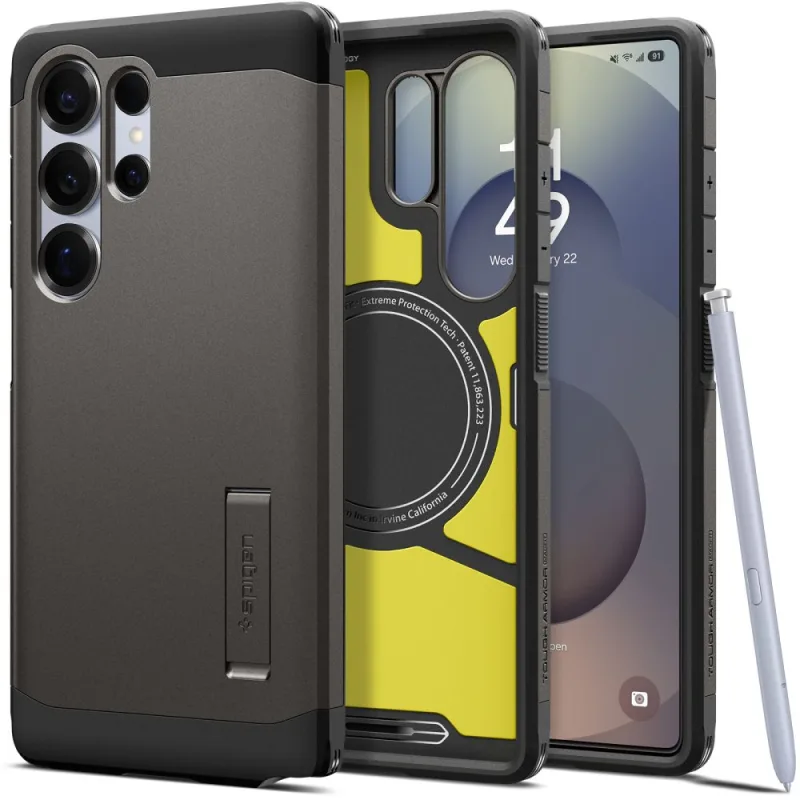 Puzdro Spigen Tough Armor MagSafe pre Samsung Galaxy S25 Ultra – šedé