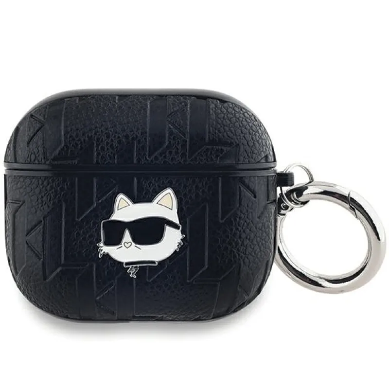 Puzdro Karl Lagerfeld Monogram Choupette Head pre AirPods 3 - čierne