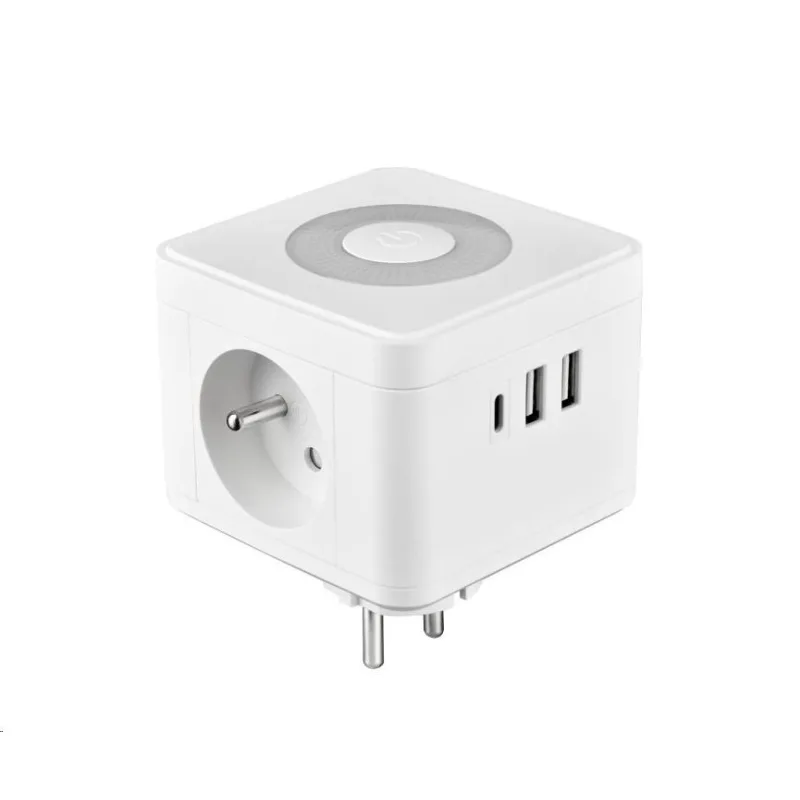 Viking síťový adaptér Y23L, 2x 230 V, 1x USB-A, 2x USB-C, dotykové…