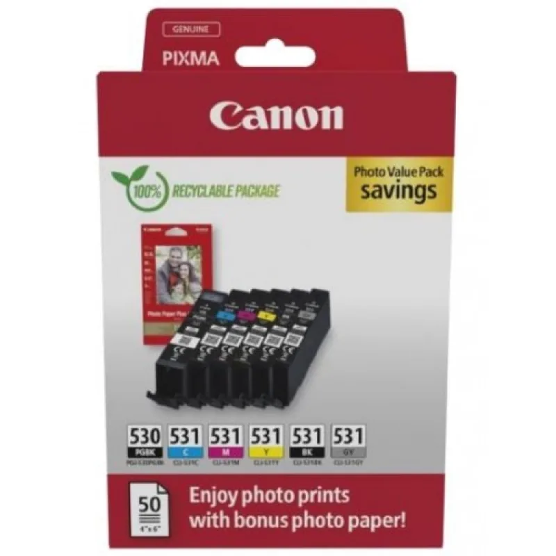 Canon PGI530/ CLI 531 PGBK/ C/ M/ Y/ BK/ GY PHOTO VALUE 6117C004
