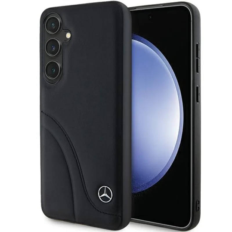 Púzdro Mercedes Leather Curved Stitches pre Samsung Galaxy S24+ - čierne