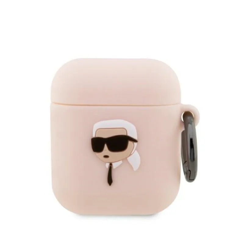 Karl Lagerfeld KLA2RUNIKP AirPods 1/2 kryt ružový/ružový silikónový Karl Head 3D
