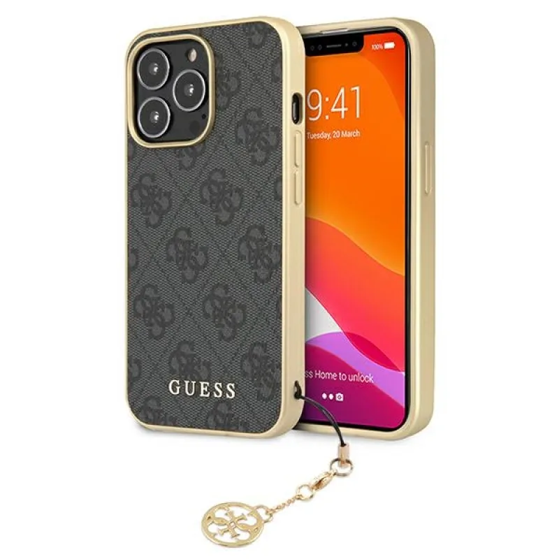 Guess GUHCP13XGF4GGR iPhone 13 Pro Max 6,7" sivé/sivé pevné puzdro 4G Charms Collection