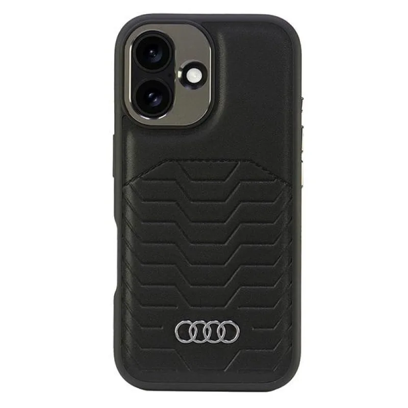 Audi Synthetic Leather MagSafe iPhone 16 6,1" čierno/čierne pevné puzdro AU-TPUPCMIP16-GT/D3-BK