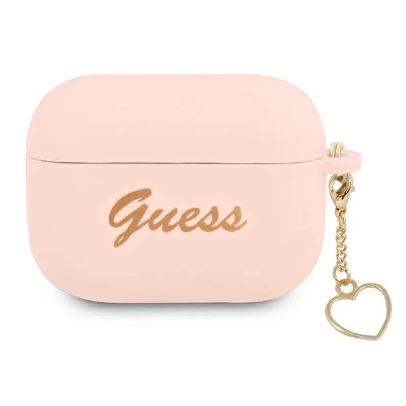 Guess GUAPLSCHSP kryt AirPods Pro ružový/ružový Silicone Charm Heart Collection