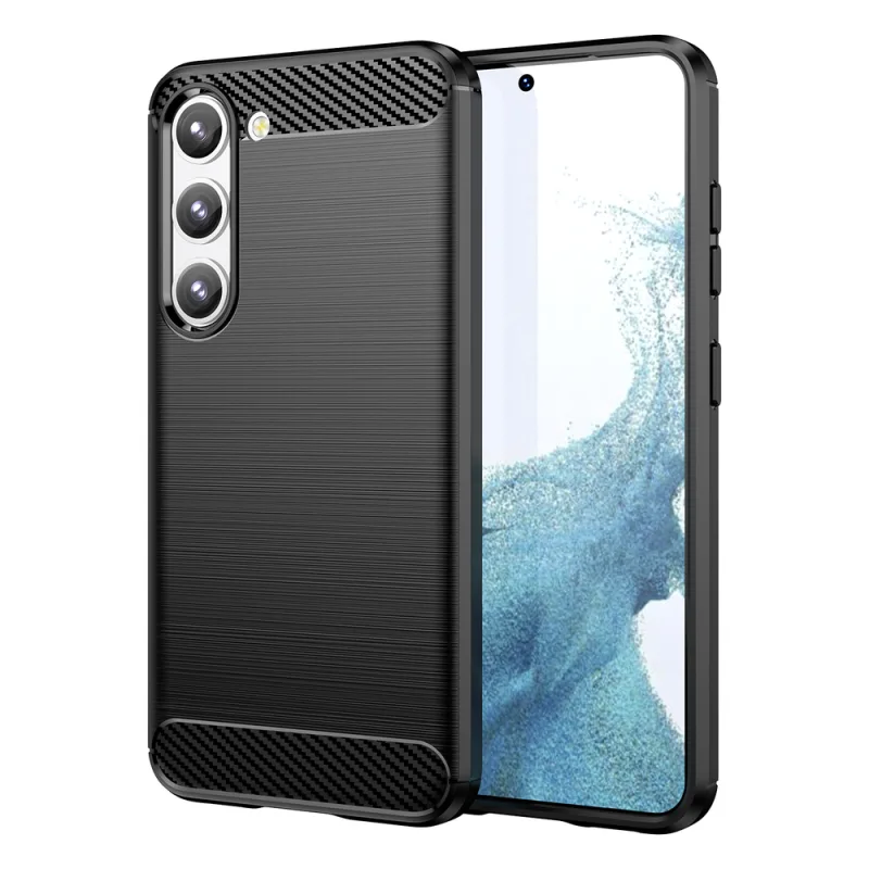 Puzdro Carbon Case pre Samsung Galaxy S23+ flexibilný silikónový karbónový kryt čierny