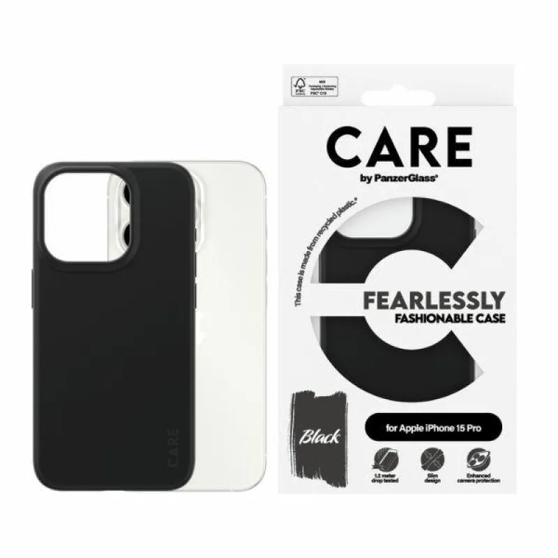 CARE by PanzerGlass Fearlessly Módne puzdro pre iPhone 15 Pro - čierne