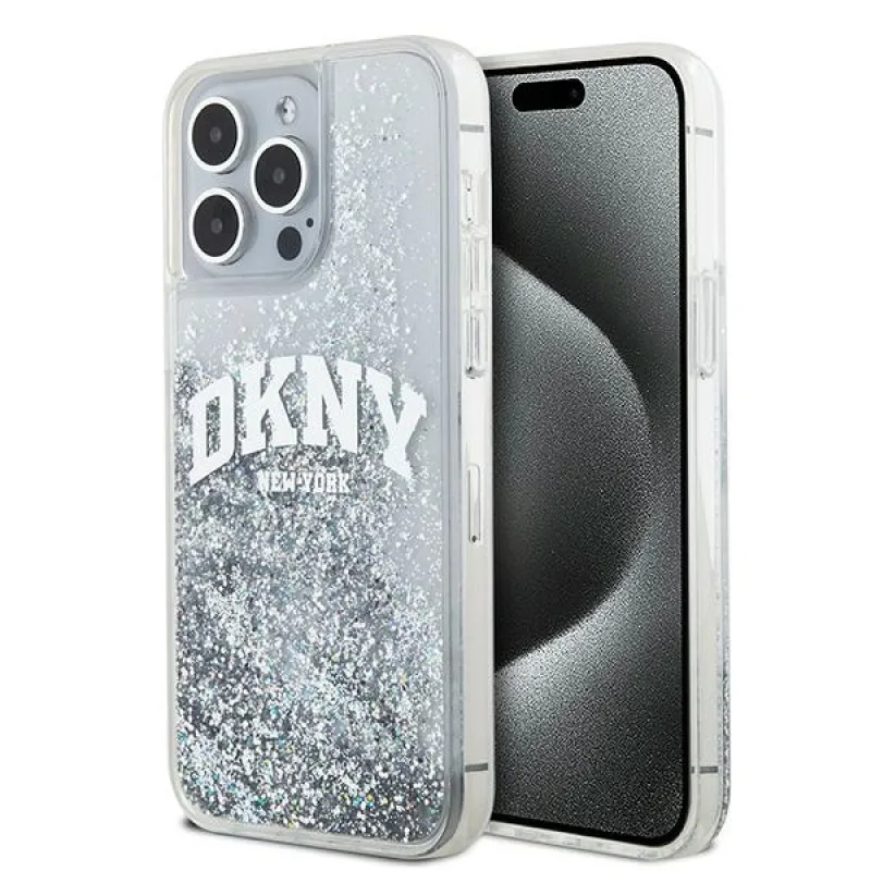 Obal DKNY Liquid Glitter Big Logo pre iPhone 15 Pro Max - biely
