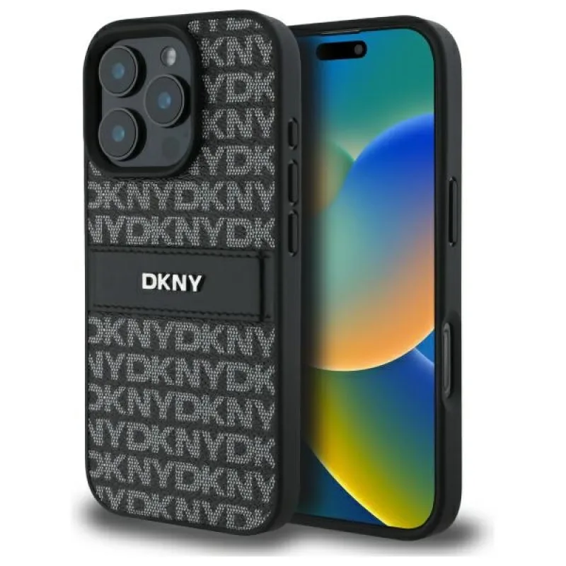 Puzdro DKNY Texture Pattern Tonal Stripe na iPhone 16 Pro – čierne