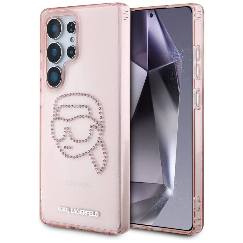 Karl Lagerfeld Rhinestones K. Head Logo Samsung Galaxy S25 Ultra puzdro ružové