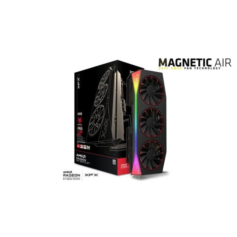 XFX Radeon RX-9070XT Mercury OC Magnetic Air Edition RGB 16GB GDDR6, 3xDP…