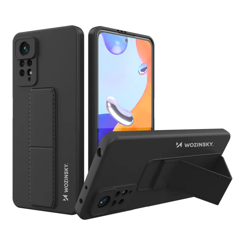 Wozinsky Kickstand Case silikónové puzdro so stojanom Xiaomi Redmi Note 11 Pro puzdro čierne