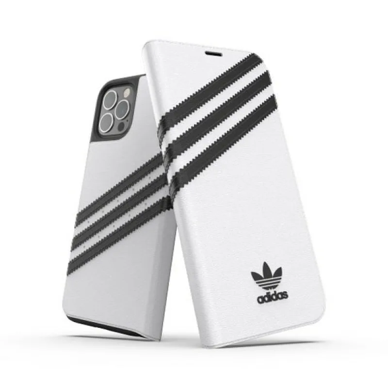 Puzdro Adidas OR Booklet PU pre iPhone 12 / 12 Pro 6,1" - biele a čierne
