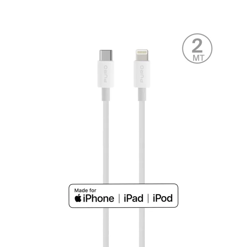 Puro obyčajný kábel pre Apple s MFI USB-C - Lightning 2.0 2.4A 2m - biely