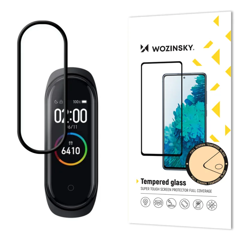 Wozinsky Super odolné sklo Celoplošná sklenená fólia s rámom a puzdrom Vhodné pre Xiaomi Mi Band 4 / Mi Band 3 Transparent