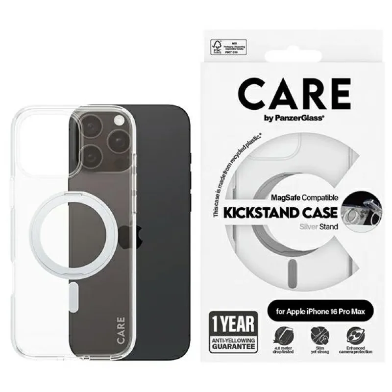 CARE by PanzerGlass Feature Kickstand Case iPhone 16 Pro Max 6,9" strieborná/strieborná MagSafe 1328