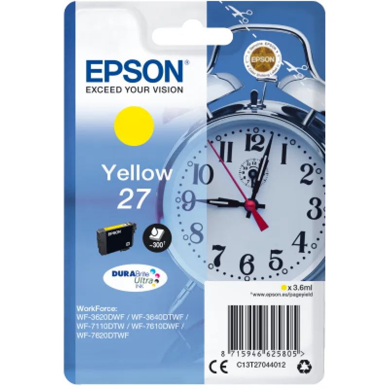 Epson Singlepack Yellow 27 DURABrite Ultra Ink C13T27044012