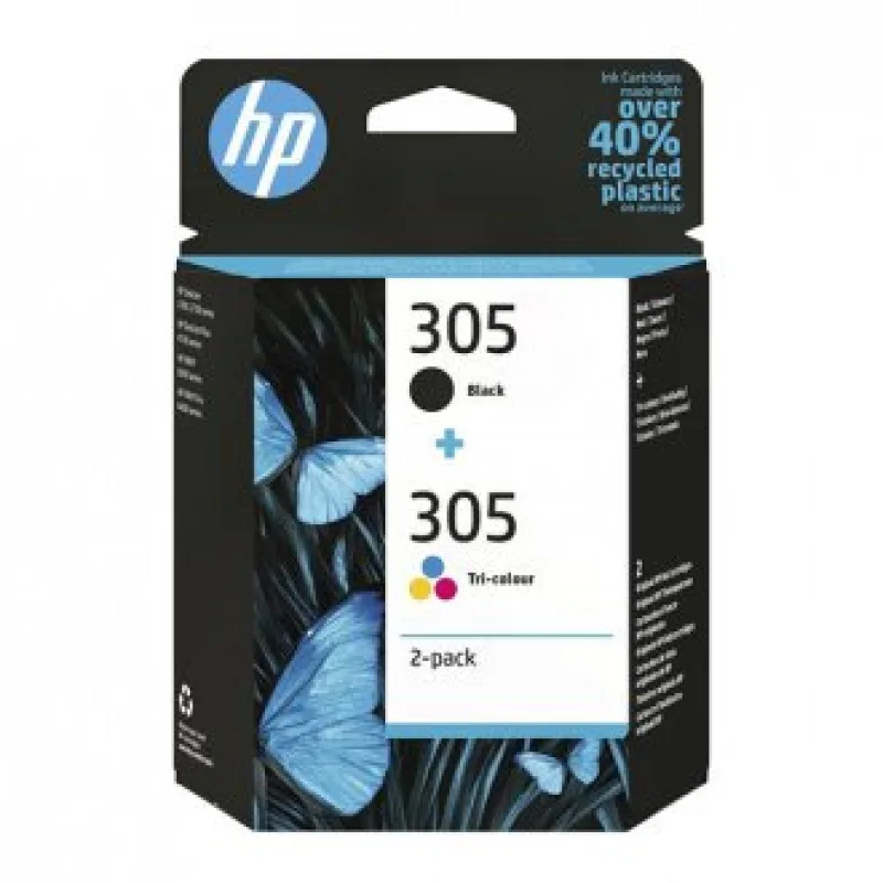 HP 305 2-Pack Tri-color/Black Original Ink Cartridge 6ZD17AE#301