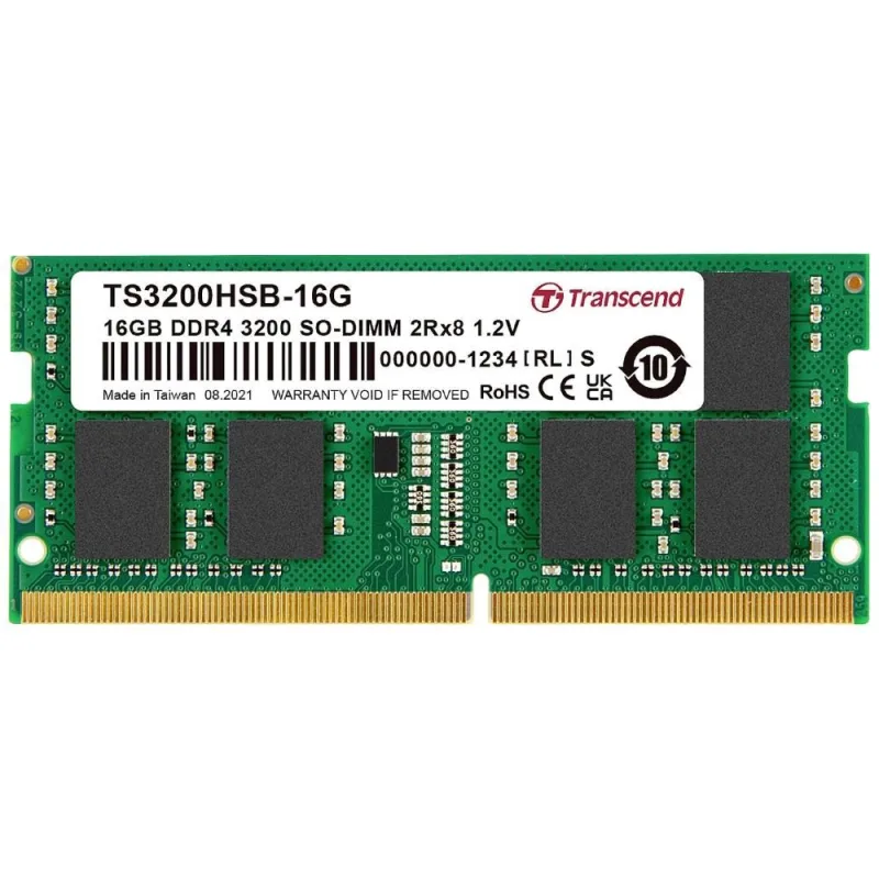 SODIMM DDR4 16GB 3200MHz TRANSCEND 2Rx8 1Gx8 CL22 1.2V TS3200HSB-16G