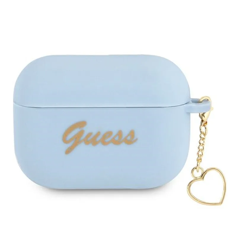 Guess GUAPLSCHSB kryt AirPods Pro modrý/modrý Silicone Charm Heart Collection