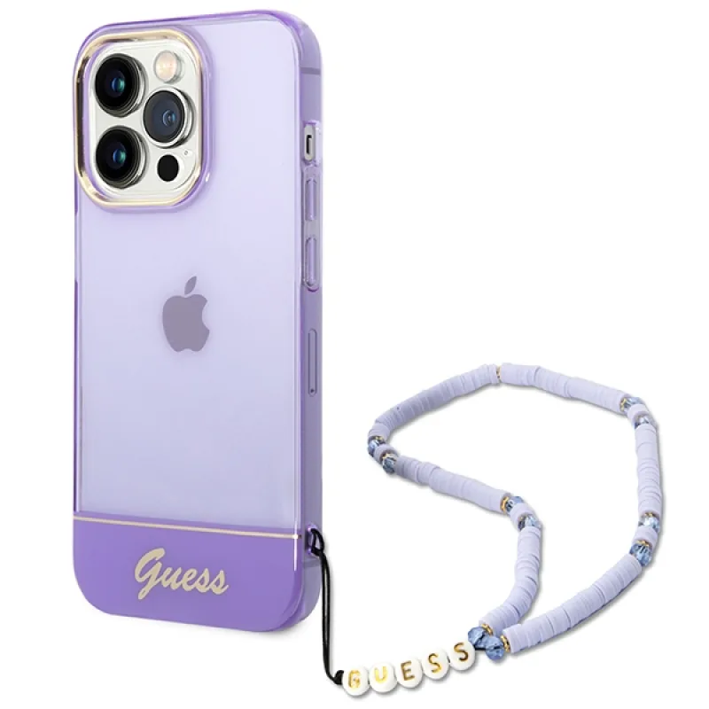 Guess GUHCP14XHGCOHU iPhone 14 Pro Max 6,7" fialové/fialové pevné puzdro Translucent Pearl Strap