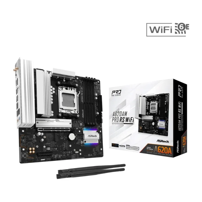 ASRock MB Sc AM5 A620AM PRO RS WIFI, AMD X620, 4xDDR5, 1xHDMI, 1xDP, …