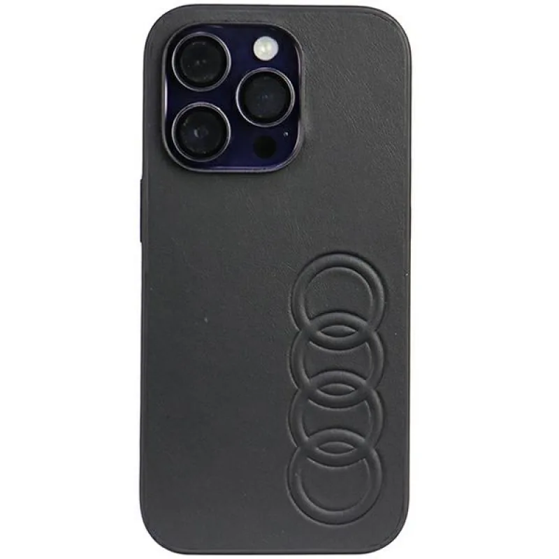 Pevné puzdro Audi Synthetic Leather iPhone 14 Pro 6,1" čierno/čierne AU-TPUPPCIP14P-TT/D1-BK