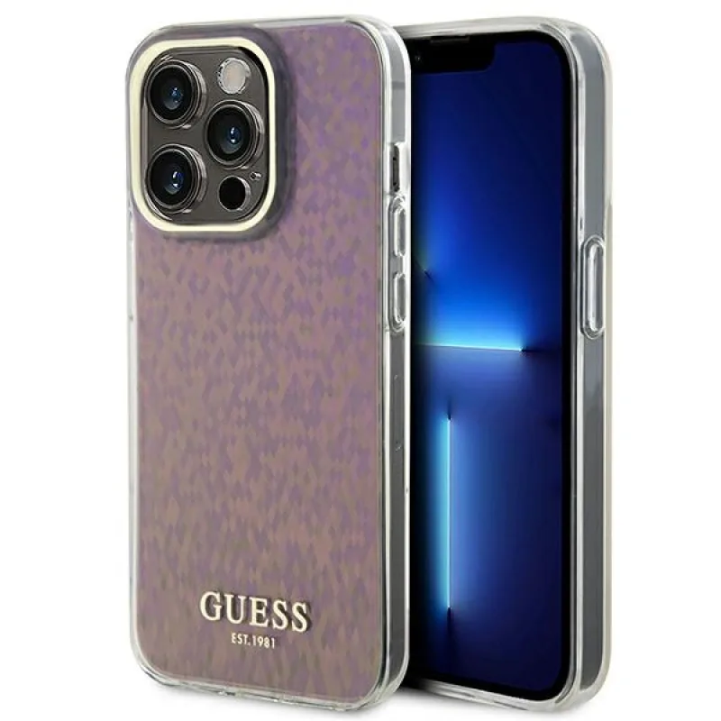 Guess GUHCP15XHDECMP iPhone 15 Pro Max 6,7" ružovo-ružové pevné puzdro IML Faceted Mirror Disco Iridescent