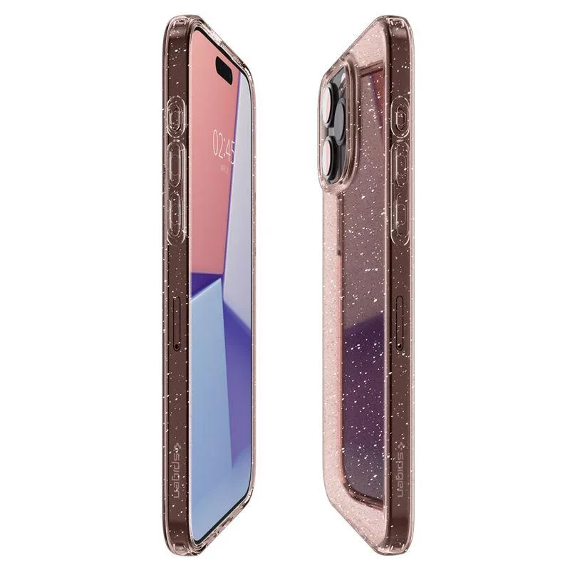 Puzdro Spigen Liquid Crystal Glitter iPhone 15 Pro – ružové/číre