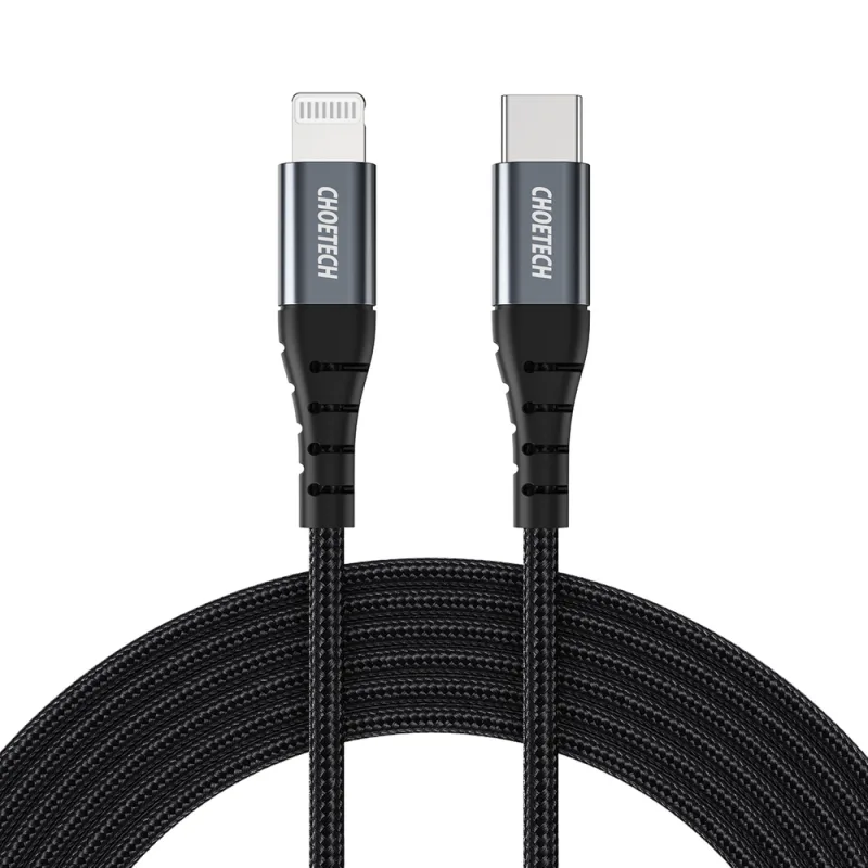 Choetech IP0039 USB-C / Lightning MFi kábel, dĺžka 1,2 m - čierny