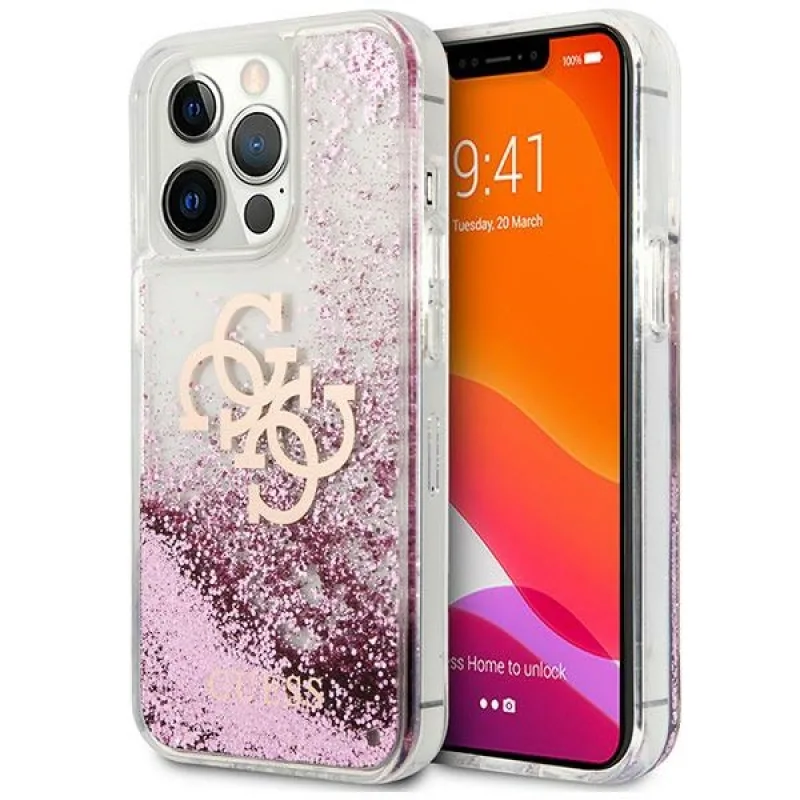 Guess GUHCP13XLG4GPI iPhone 13 Pro Max 6,7" ružovo-ružové pevné puzdro 4G Big Liquid Glitter