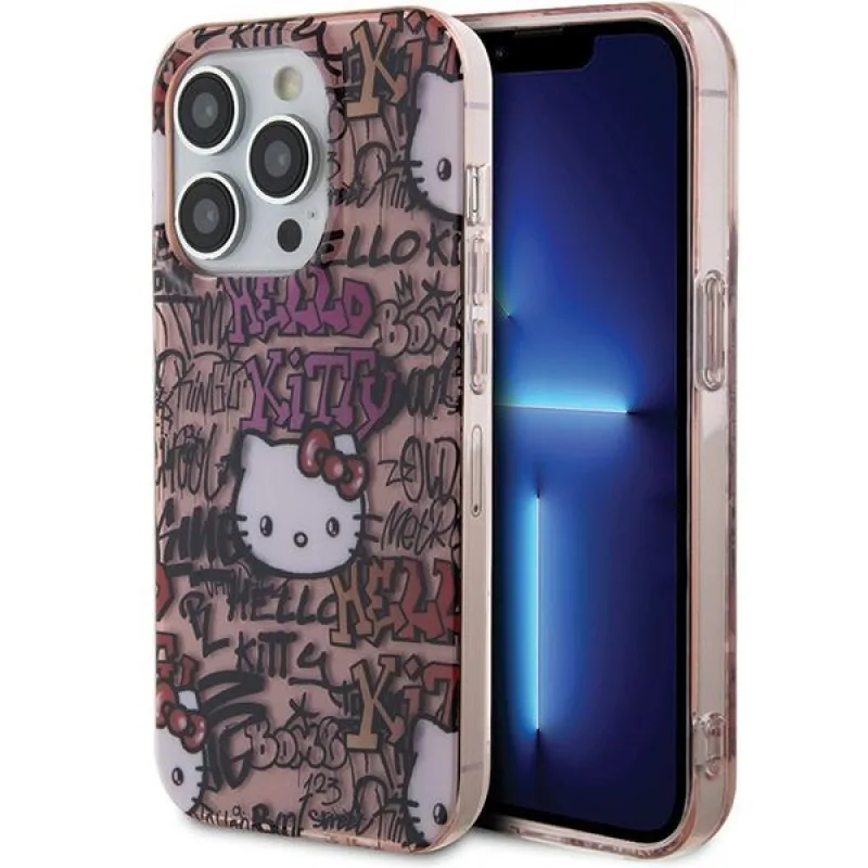 Hello Kitty IML Tags Graffiti case for iPhone 14 Pro - pink