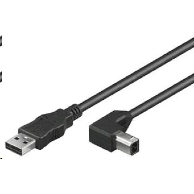 Kábel USB PREMIUMCORD 2.0 Spojenie A-B 0.5m - 90° zakrivený B konektor…