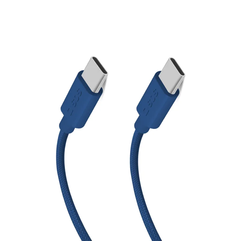 SBS TECABLETISSUETCCB USB-C - USB-C 1,5m 60W opletený kábel - modrý